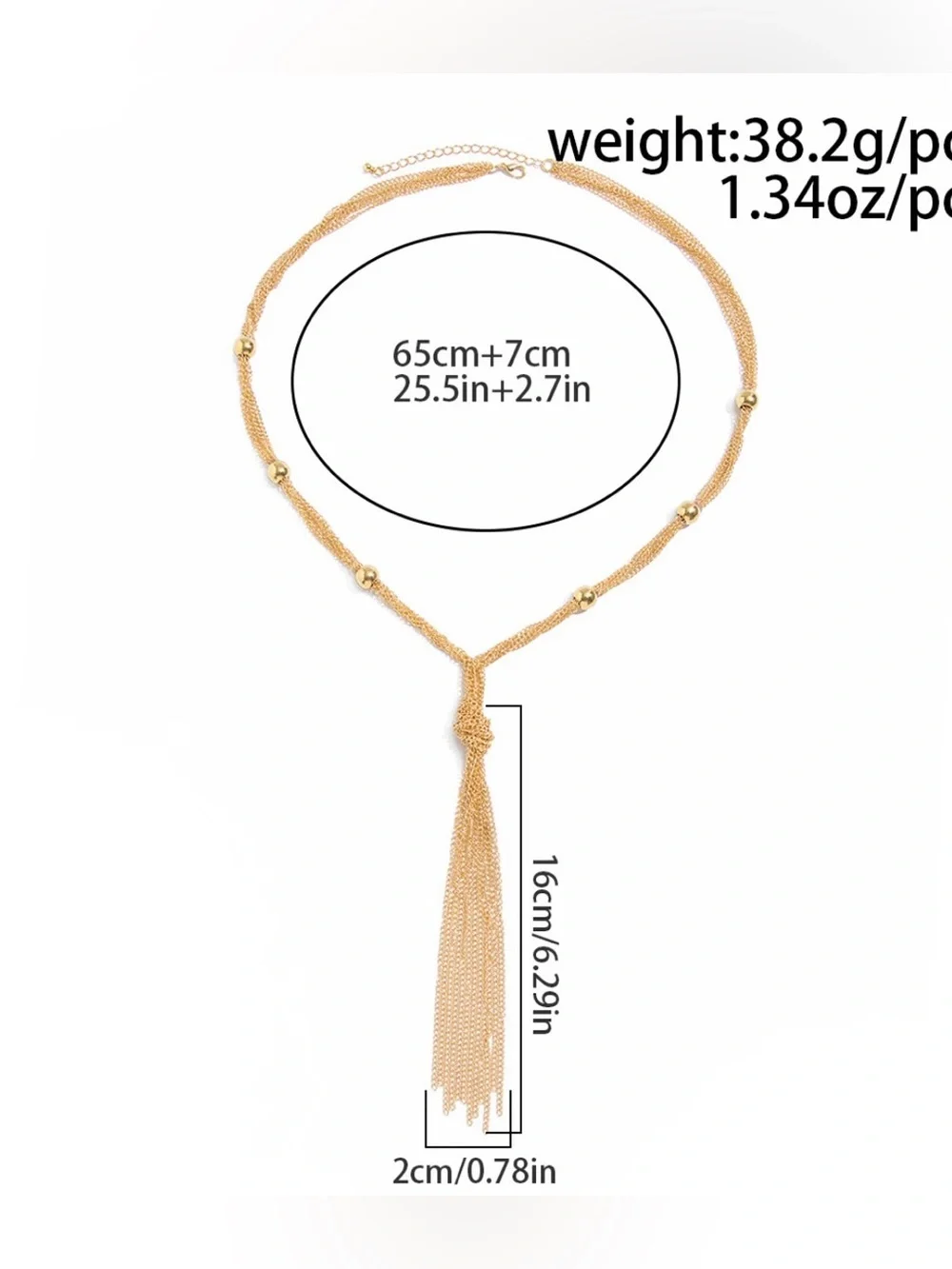 Gold Knot Tassel Lariat Necklace - Women’s Jewlery